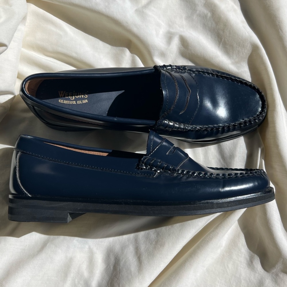 NEW Bass Penny Loafer - Leather - Navy Womens size 8